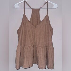 SHEIN Babydoll Ribbed Brown Camisole Top